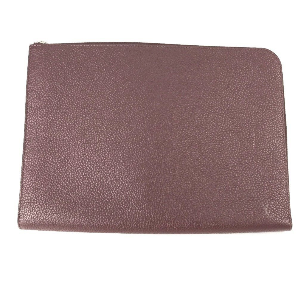 LOUIS VUITTON Authentic Brown Leather Pochette Clutch Bag